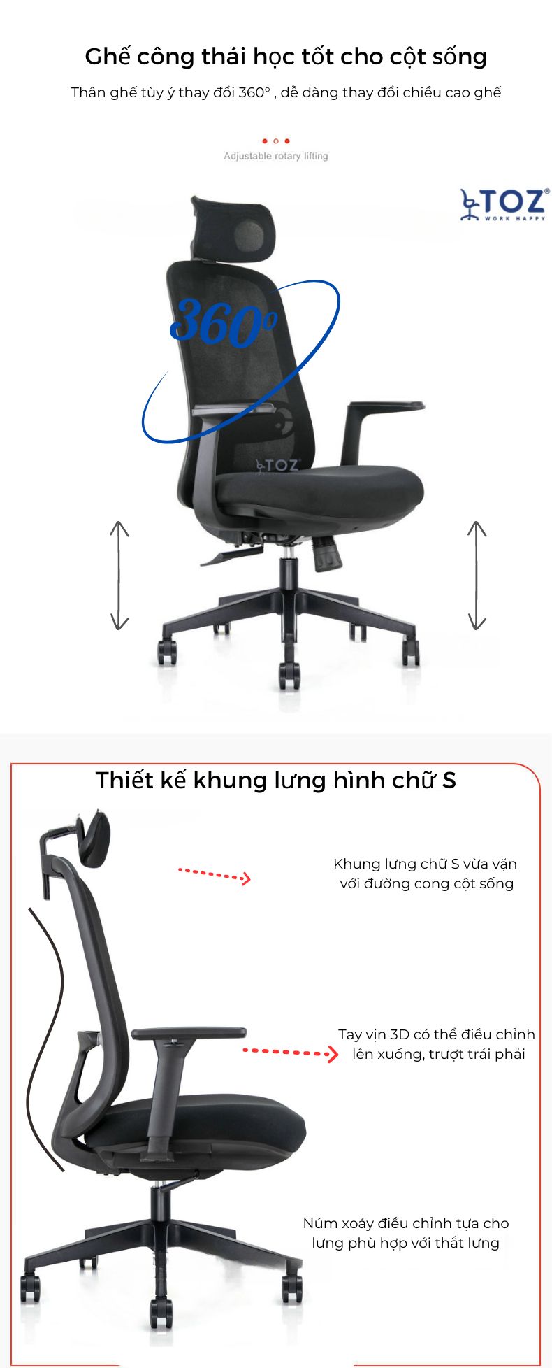 Ghe cong thai hoc Ergonomic Zaid 6232D 6